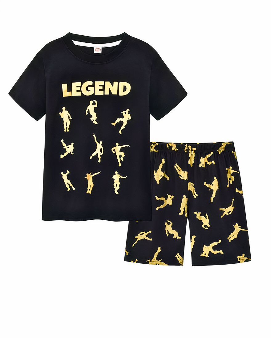 Black short-sleeved pajamas with gold "Legend" inscription very high quality fashionable