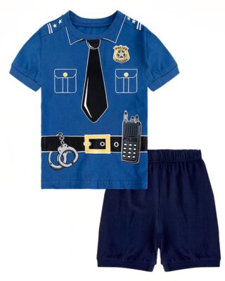 Pyjama t-shirt and shorts police uniform for boy very high quality