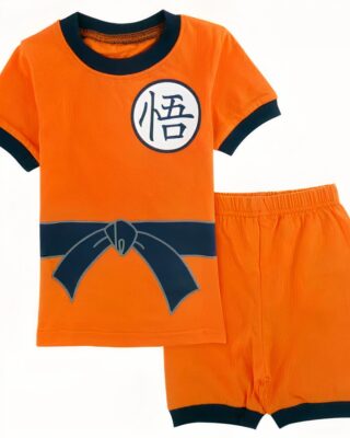 Pajamas polo shirt and shorts Sangoku orange and black fashionable