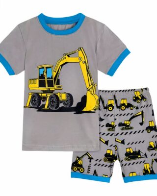 Boy's gray tractor t-shirt and shorts