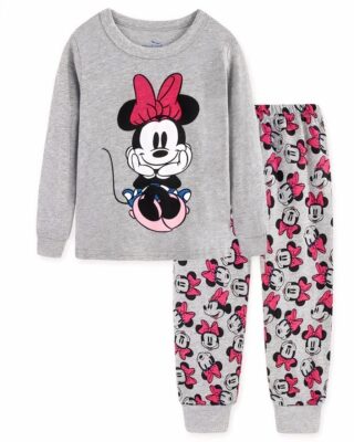 Two-piece pyjamas grey long sleeves with fashionable Minnie pattern