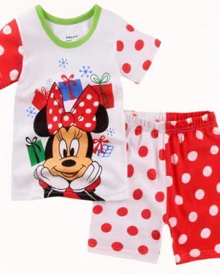 Minnie Mouse summer pajamas for girls white and red