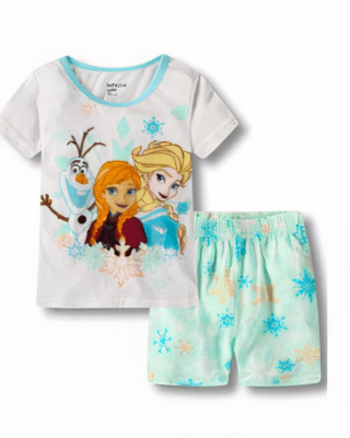 Olaf, Anna and Elsa two-piece pajamas fashionable set