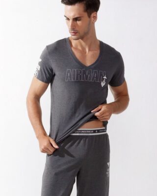 Two-piece pyjama grey short sleeve cotton very fashionable