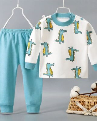 High quality crocodile pattern cotton pajamas for children on a belt