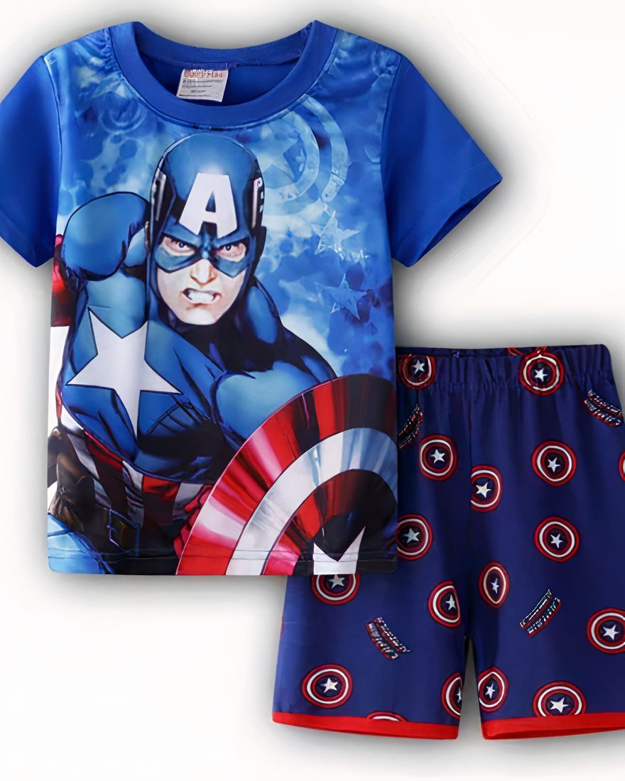 Captain America summer pajamas in blue cotton very high quality fashionable