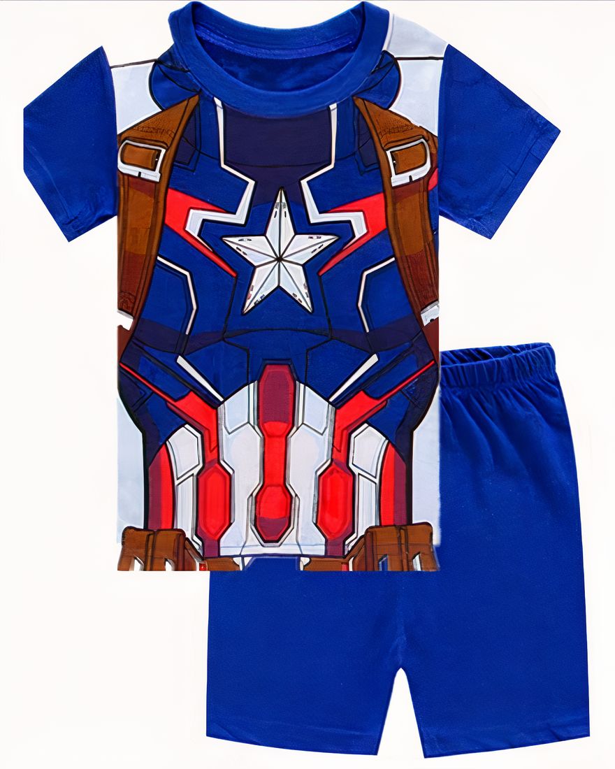 Captain America blue cotton summer pajamas for boys very high quality fashionable