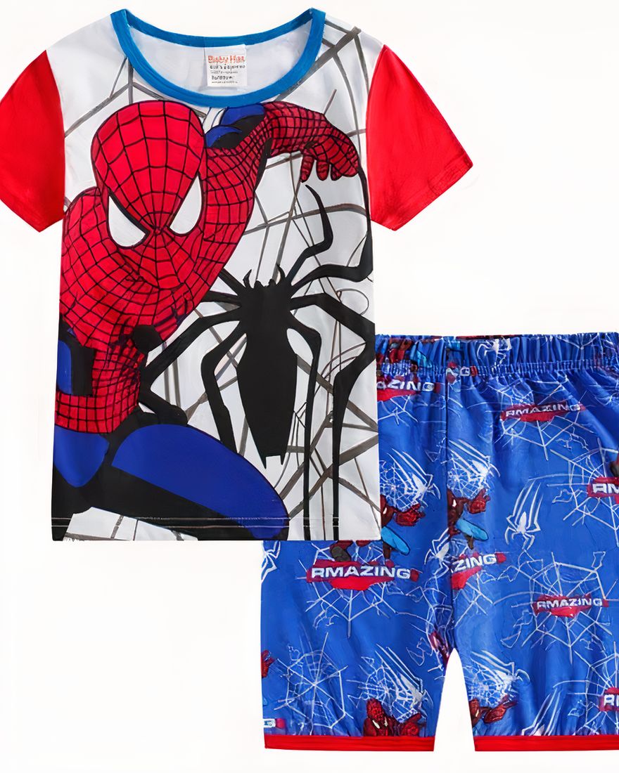 Two-piece summer pajamas with Spiderman pattern made of very high quality fashionable cotton