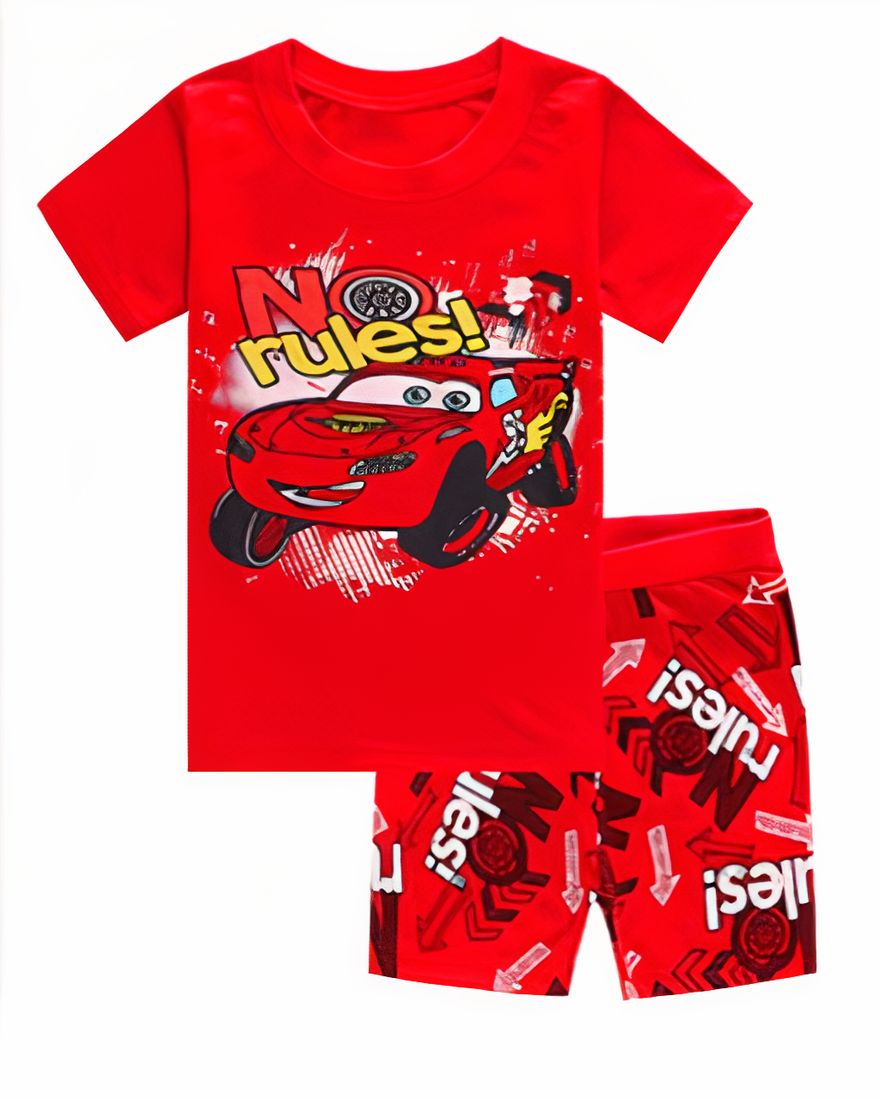 Summer pajamas red cotton car pattern for boys very high quality fashionable