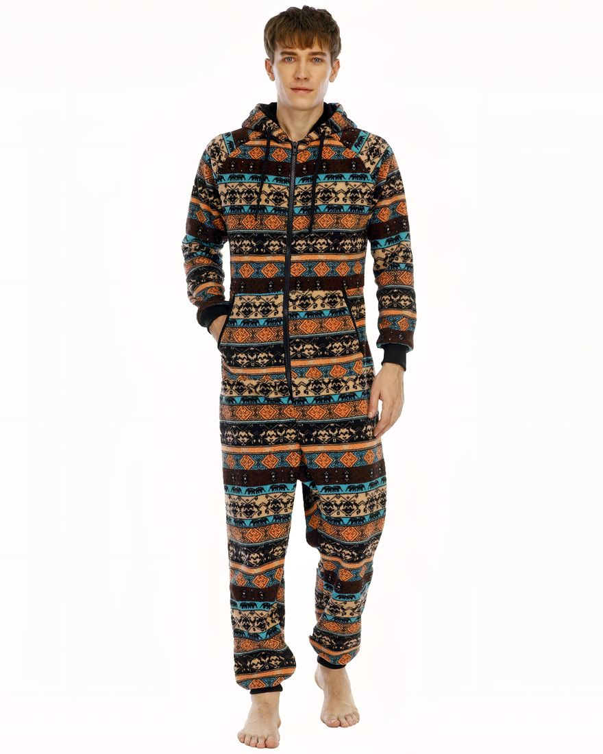 Flannel pajamas with zipper worn by a fashionable man very high quality