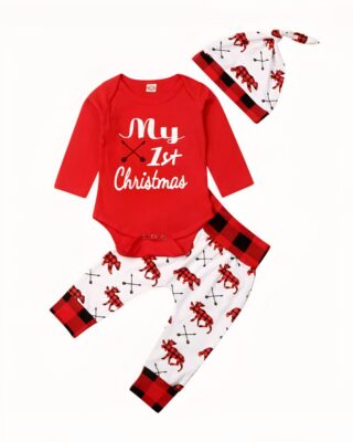 Christmas outfit with baby hat for boys and girls complete in fashion