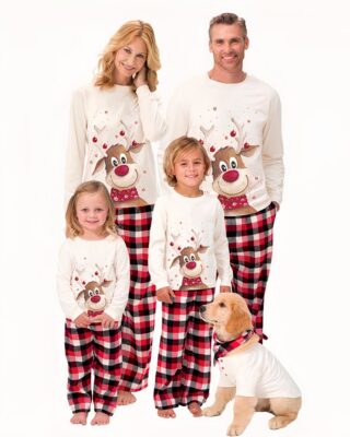 Christmas pajama set for family Christmas reindeer very high quality fashionable