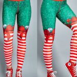 Women's christmas pants tight worn by a very fashionable woman