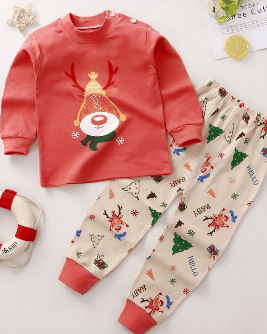 Christmas reindeer pajama set for boys and girls