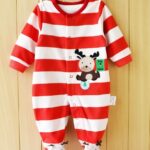 Christmas striped fleece romper for baby girl and boy red and white very high quality fashionable