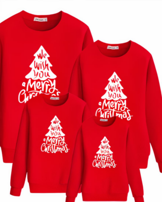 Christmas sweaters for the family assorted father, mother, daughter, son red