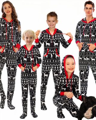 Dark grey cotton Christmas jumpsuit for the whole family fashionable