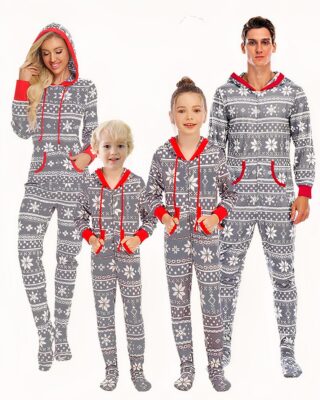 Christmas pajama suit Grey cotton for the family complete with fashionable very high quality