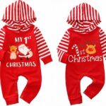 Fashionable red hooded jumpsuit for newborn boys and girls