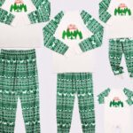 Matching family pajamas for christmas Green and white fashionable