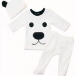 Very high quality fashionable white bear fleece set for newborns