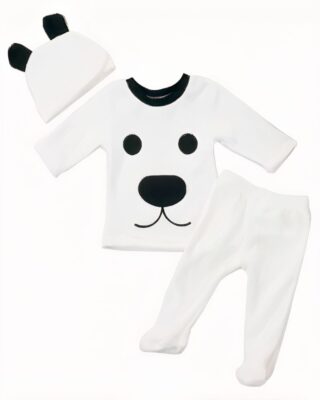 Very high quality fashionable white bear fleece set for newborns