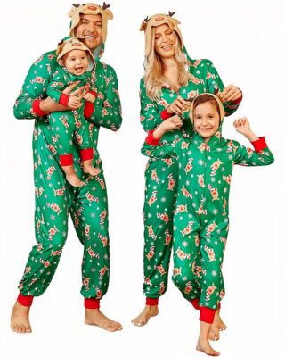 Pyjama suit Green for the whole family, very fashionable, good quality