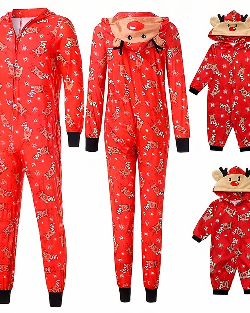 Pajama suit Red for the whole family complete with fashion