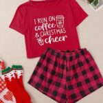 Red Christmas Pajamas Funny short sleeves for women very fashionable, very high quality