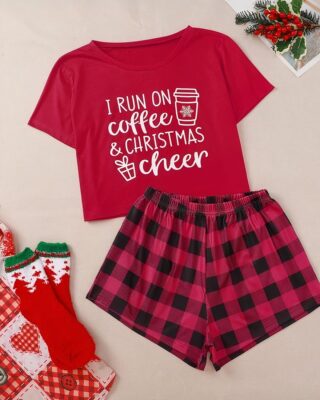 Red Christmas Pajamas Funny short sleeves for women very fashionable, very high quality