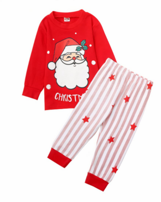 Red long-sleeved pajama set for children, very high quality