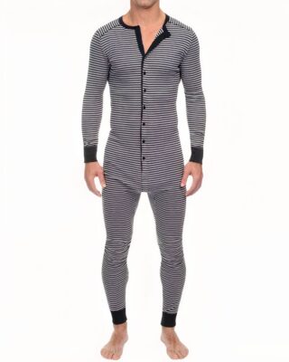 Men's striped pajama suit worn by a very high quality fashionable man