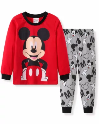 Cotton pajamas with red and grey Mickey