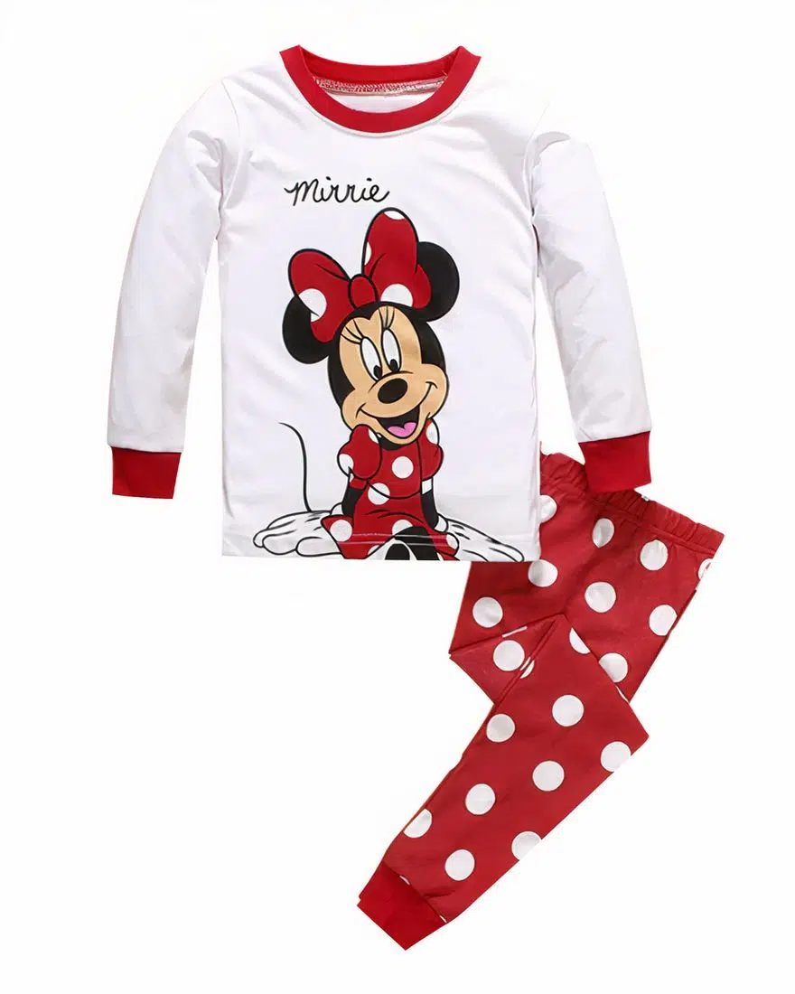 Cotton Pajama set with white and red Minnie pattern
