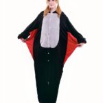 Women's black, white and red bald pajama suit worn by a fashionable woman
