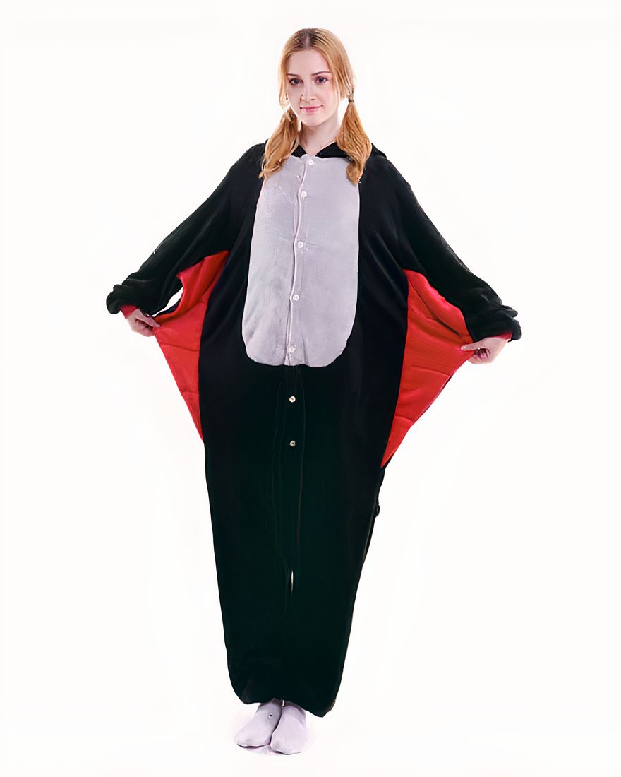 Women's black, white and red bald pajama suit worn by a fashionable woman