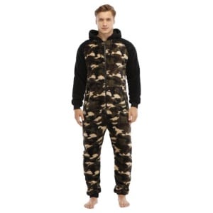 Very high quality military fleece pajama suit worn by a fashionable man