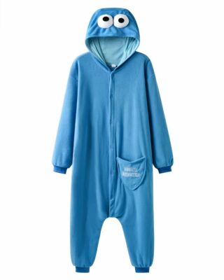 Cookie Monster Pajama Suit with blue hood