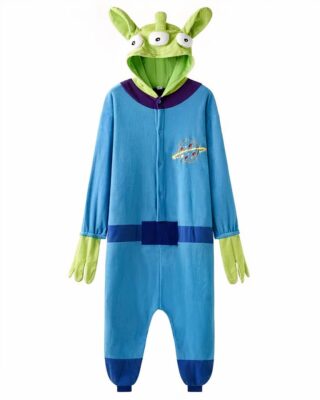 Monster & Company blue pajama suit with green hood