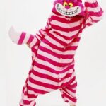 Pink Cheshire cat suit with white background