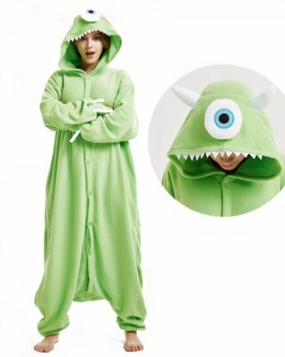 Green Monsters and Co. jumpsuit with white background