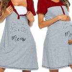 Pyjama nightgown special pregnancy with two pregnant girls wearing the pajamas and a white background