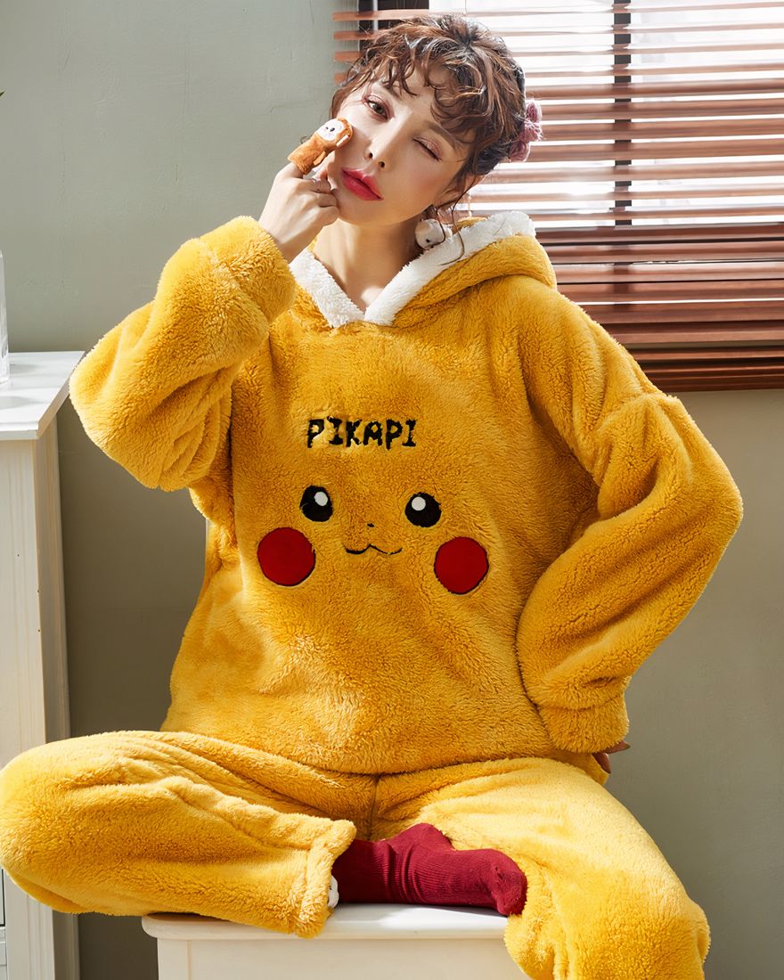Yellow pikachu pajamas for adult woman