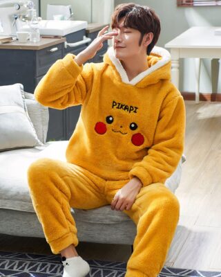 yellow pikachu pajamas for adult man