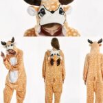 Women's deer pajama suit with a woman wearing the pajamas