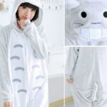 Toroto the rabbit pajama suit for women gray and white with a woman wearing pajamas and a background of a room