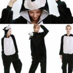 Black husky pyjama suit for women with white background