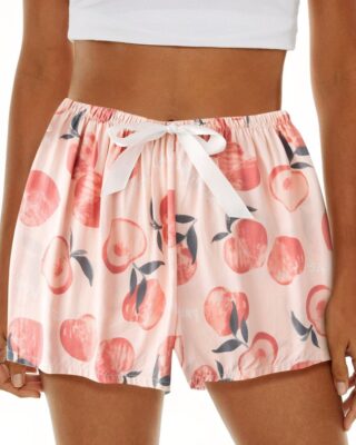 Fashionable floral print pyjashort worn by a woman