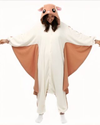 Women's pyjama suit in the shape of a flying squirrel in beige